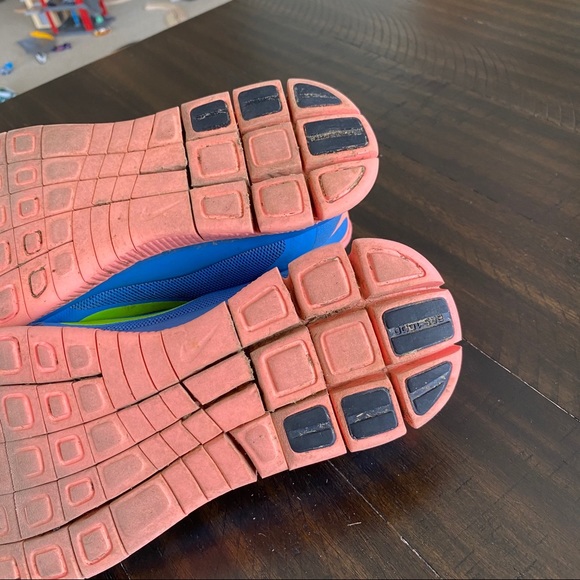 NIKE FREE 4.0 V3 Blue and Salmon Running Shoes Size 10 - Picture 6 of 11